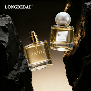 Custom Empty Clear Round Parfum Spray <b>Bottle</b> 50ml 100ml Heavy Base Glass Perfume <b>Bottle</b> With <b>Mist</b> Pump and Pearl Plastic Cap - Product Image 2