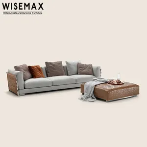 Wisemax ריהוט מעוצב סלון איטלקי מעצב ספות סט מעור מודולרי עם נוצה l בצורת נוצה l בצורת פינה