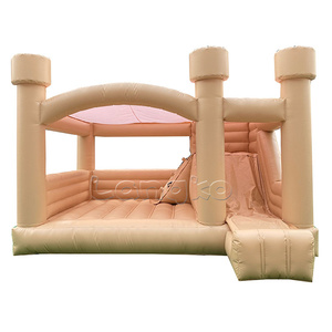 Pastel Tan Sand Nude Bounce Castle Slide Combo Jumpers gonflables 15Ft White Bouncy House pour enfants adultes - Product Image 1
