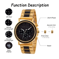 Jam Tangan Kayu Multifungsi Kronograf Pria Model Terbaru Tren Fashion, Jam Tangan Kayu Quartz Kustom