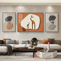 Ensemble d'art mural moderne minimaliste de luxe, 3 tableaux abstraits de cerfs sur toile pour le salon, fond de canapé, décoration intérieure