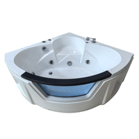 59 pouces. Baignoire d'angle en acrylique moderne de luxe pour 2 personnes avec hydromassage, spa portable, 6 jets et drain