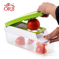 ORB Fruit- en groentegereedschap, handmatige multifunctionele keukenhulp, eenvoudig, roestvrij staal, LFGB gecertificeerd, groentesnijder, -dicer, -slicer