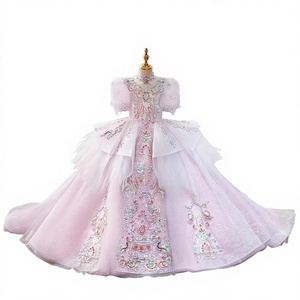 Robe de princesse longue en lin pour fille, nouveau style 2026, <span class=keywords><strong>tenue</strong></span> de performance au piano pour petite hôtesse, anniversaire, vente directe usine - Product Image 1