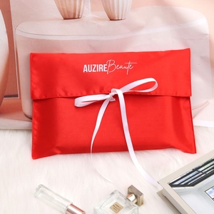 Luxury Custom Logo Printed Brown <b>Envelope</b> Satin Bag Purse Clothing Shoe Hair Wig Packaging Dust Gift Bag Silk Pouch - Product Image 1