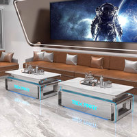 Haute Qualité Bar Discothèque Karaoké Pub Comptoir Led Table Logo Personnalisé En Acier Inoxydable RGB Couleurs Changement Allumer Glow Table