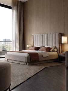 <span class=keywords><strong>Lit</strong></span> <span class=keywords><strong>en</strong></span> bois massif italien de luxe avec revêtement <span class=keywords><strong>en</strong></span> cuir, élégant et haut de gamme, conçu pour les chambres principales des villas, <span class=keywords><strong>lit</strong></span> <span class=keywords><strong>double</strong></span> pour couples - Product Image 4