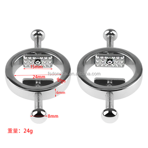 Paquete de 2 abrazaderas redondas para el pecho con anillo protector de pezón sin perforación con puntas internas Bdsm, abrazaderas para pezones de aleación de Zinc - Product Image 6