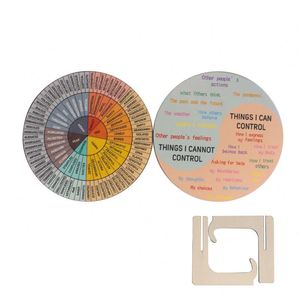 Disque en bois double face pour tableau émotionnel, idéal pour la santé mentale à la maison et au bureau, ornement de bien-être mental en gros - Product Image 4