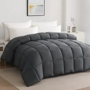 Queen Luxury Solid Down Alternativo Machihomene Coberturas Cinza Lavável para casa