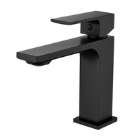 Robinet de lavabo carré noir mat, mitigeur chaud/froid en laiton massif à poignée unique pour salle de bain moderne