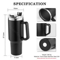 Meilleure vente de gobelet isolé de 40oz avec poignée tasse à café de voyage en acier inoxydable et tasse de gobelet bleu clair personnalisée