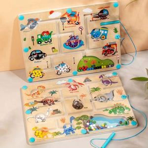 Juego de Mesa de Madera con Temática de Dinosaurios, Laberinto de Cuentas Magnéticas, Clasificación de Colores, Conteo de Números, Juguete para el Desarrollo de Habilidades - Product Image 4