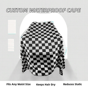 Capa de Peluquería Impermeable y Antiestática de Poliéster Pongee Personalizada a Precio de Fábrica, Capa de Barbero con Cintura Ajustable y Logotipo Personalizado para Hombre - Product Image 2