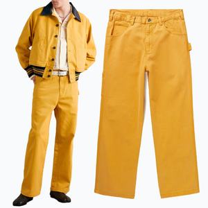 Pantalones de Trabajo Personalizados de Pierna Recta, Color Amarillo, de Sarga de Algodón, con Bolsillos de Lona y Presilla para Herramientas, Estilo Cargo para Hombre - Product Image 1