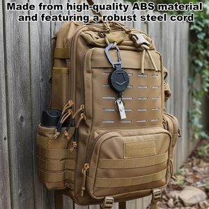 ヘビーデューティー工具用ランヤード 31.5インチ スチールロープ格納式キーホルダー マグネット式クラスプ付き タクティカルIDバッジリール セキュリティ担当者用 - Product Image 4