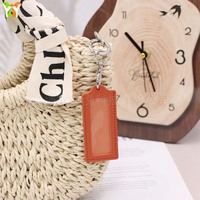 Porte-clés transparent avec étiquette nominative, breloque en cuir PU, support pour point de croix à finition artisanale, pendentifs porte-clés