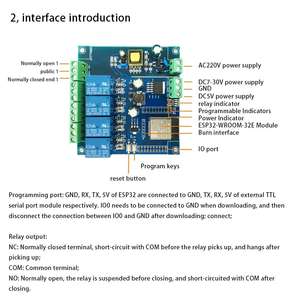 ESP32 <strong>Relay</strong> Development Board AC / DC Power Supply WiFi BLE <strong>4</strong> Channel <strong>Relay</strong> <strong>Module</strong> ESP32-WROOM - Product Image 6