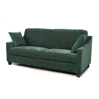 Canapé 3 places en tissu vert foncé, canapé moderne avec coussins décoratifs pour salon