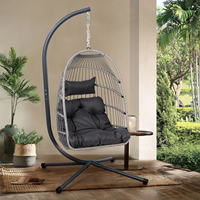 Fauteuil suspendu en osier pour l'extérieur et l'intérieur avec support, balançoire de patio, hamac