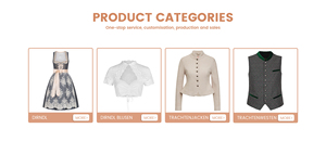 EHO Dirndl Factory Trachten Crew Neck Top Dirndl Blouse à manches courtes en dentelle blanche transparente haute fermée Bavaria Dirndl Blouse - Product Image 4