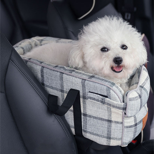 Waterproof Portable Warm <b>Pet</b> Car Armrest <b>Central</b> Control Console Cat Small Dog Kennel Nest Booster Seat with Safety Tethers - Product Image 1