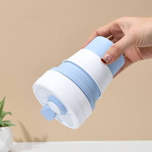 Custom 350ML Food-Grade Silicone Portable Folding <strong>Cup</strong> <strong>Collapsible</strong> Mug With Cover Straw Hot Drink <strong>Cup</strong> for Camping Travel Outdoors - Product Image 4