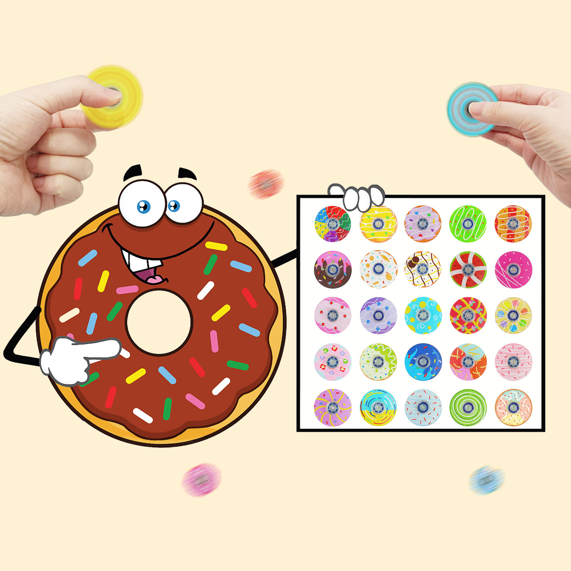 Wholesale Donut Design Anxiety Stress Relief Fingertip Gyros Sensory Fidget Toys Spinners for Kids Gifts