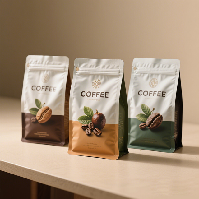 Eco Friendly Coffee Bean Pouch Eight Side Seal Bag AL Plastic Composite Custom Printed Food Packaging Flat Bottom Coffee Bag
