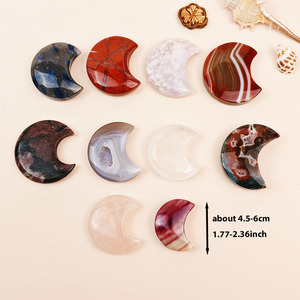 Piedra de Cristal Pulida en Forma de Luna, Colección de Cristales, Ágata, <span class=keywords><strong>Granate</strong></span>, <span class=keywords><strong>Cuarzo</strong></span> Rosa para Decoración, Venta Caliente - Product Image 4