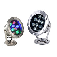 Luz LED subacuática de acero inoxidable de 9W RGB 12V 24V lámpara de fuente subacuática IP68 Luz de fuente de agua