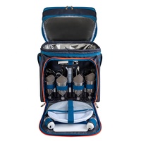 Sac à dos de pique-nique isotherme réutilisable pour 4 personnes, style vintage brodé, toutes saisons, double compartiment isotherme, 600x300d