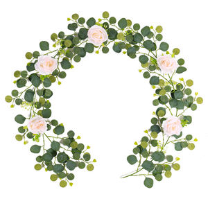 Feuilles d'eucalyptus artificielles de 2 m, vigne de rose des montagnes enneigées, feuilles de soie vertes, simulation de feuilles, plantes en rotin pour la décoration de la maison et des mariages - Product Image 1