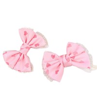 Nouvelle Pince à Cheveux Nœud Papillon Imprimé Cœur en Cristal, Style Dentelle Doux et Mignon, Fait Main, Polyvalente, Accessoire Cheveux Féminin Tendance