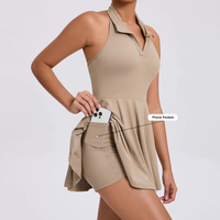 Nouvelle combinaison de sport anti-reflet avec coussinet de poitrine intégré, respirante, pour activités de plein air, yoga et tennis, avec jupe intégrée pour femme