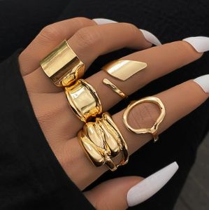 Ensemble de bagues ouvertes 2026, design géométrique irrégulier exagéré en alliage doré pour mariage, fiançailles et fête pour femmes - Product Image 6