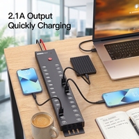 Sipolar A-812 Hub USB 2.0 30 ports, station de charge alimentée 300W, chargeur rapide 2.1A pour téléphone, tablette et synchronisation de données en masse