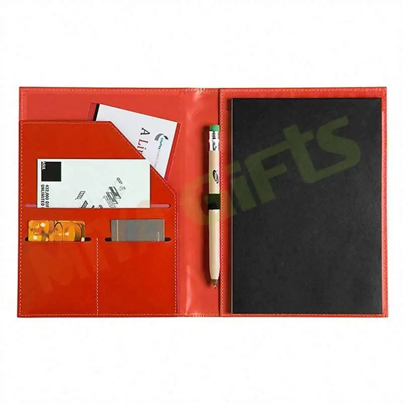 Porta-copos em couro PU vermelho vegano com porta-cartões A4 organizador de documentos, bolsa legal para ipad
