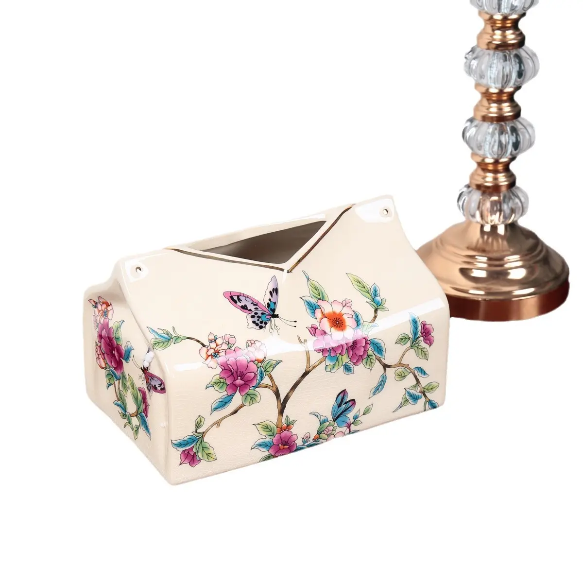 Caja de pañuelos para sala de estar Vintage americana, decoración creativa para el hogar, mesa de té, caja de papel de cerámica, caja de papel europea, esmalte de cerámica