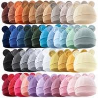 Chapeau pour bébé en gros, bonnet pour nourrisson, bonnet à une seule couche de couleur unie, bonnet à oreilles d'ours pour bébé, bonnet fin à enfiler pour les nouveau-nés, 4 saisons