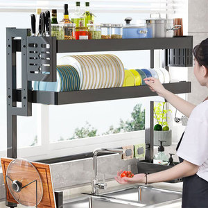 キッチン大容量カウンタートップ皿ラック排水シンク収納プレートホルダー金属カトラリーオーガナイザー - Product Image 2