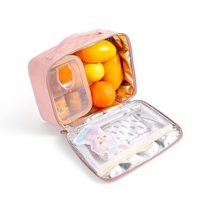 Sac isotherme portable en cuir PU, étanche, avec fermeture éclair, boîte à lunch, sac à glace pour étudiant - Product Image 2