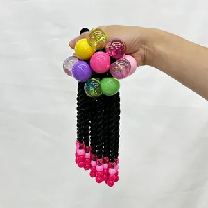 large hair beads ponytail accessories kids hair ties with balls girls solid ball ties girls elastic hair balls wholesale