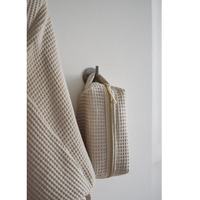 Pochette cosmétique personnalisée en tissu gaufré, sac à maquillage moelleux à motif damier, pochette cosmétique portable avec poignée