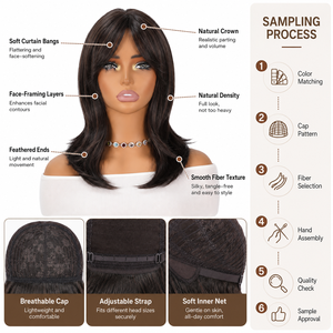 Perruque synthétique haute température pour <span class=keywords><strong>femme</strong></span>, brun chocolat foncé, <span class=keywords><strong>coupe</strong></span> bob dégradé avec <span class=keywords><strong>frange</strong></span> latérale, résistante à la chaleur, effet naturel - Product Image 3
