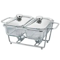 Luxe serveerschaal van zilverkleurig chafing dish, 3,6L mini vierkante roestvrijstalen voedselwarmer voor moderne restaurant catering