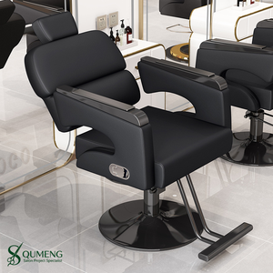 All Black Salon <b>Chair</b> Hydraulic <b>Reclining</b> Barber <b>Chair</b> Heavy Duty Height Adjustable Salon Cutting <b>Chairs</b> for Hair Salon - Product Image 1