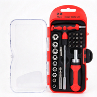 Kit d'outils de réparation automobile 29 pièces, jeu de tournevis de précision à cliquet en acier au carbone magnétique avec poignée en T pour le bricolage
