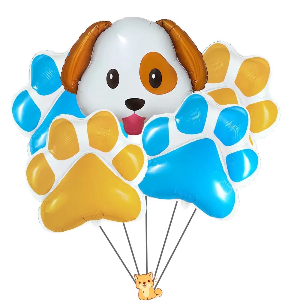 CYmylar animal pet foil balloons globos dog paw mylar balloons light blue orange colour paw balloons for animal birthday decor