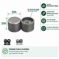 Bouton de commande rotatif en aluminium noir/gris de 15 mm de diamètre avec axe à 6 dents pour encodeur, interrupteur, haut-parleur